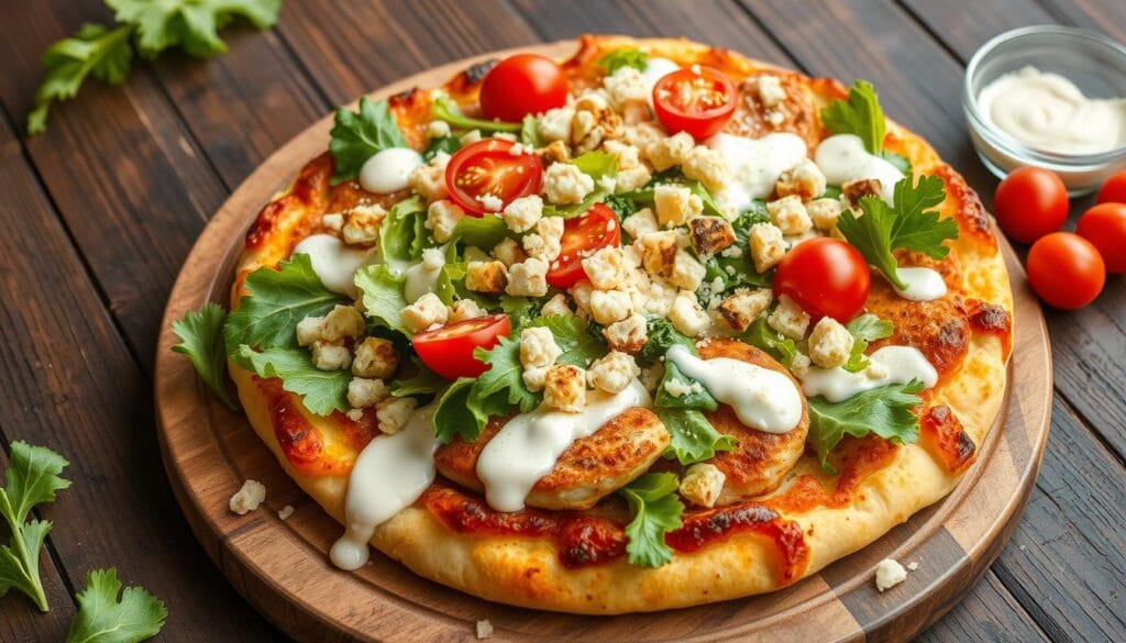 Chicken Crust Caesar Salad Pizza