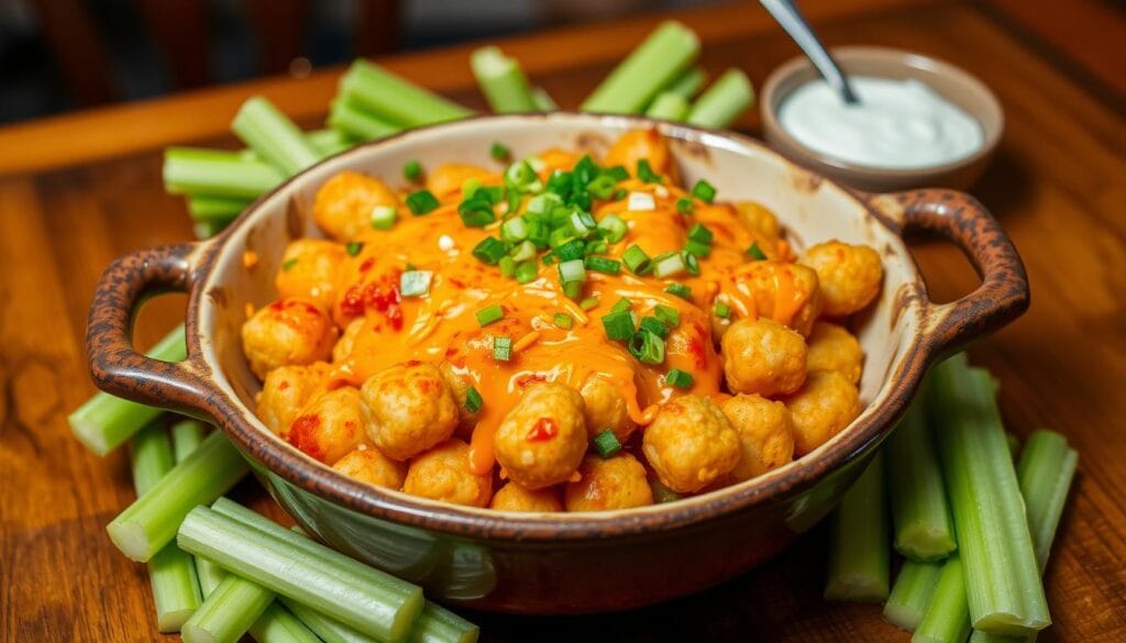 Buffalo Chicken Tater Tot Casserole