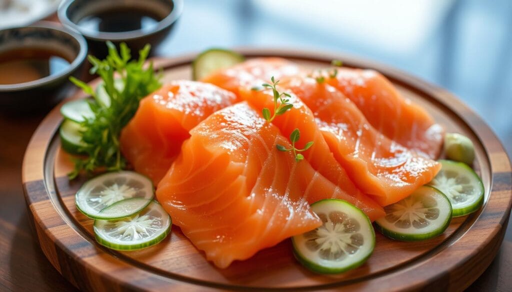 Fresh salmon sashimi