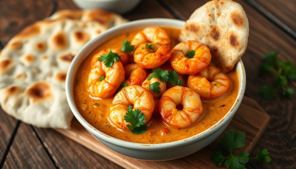 Tender shrimp in curry