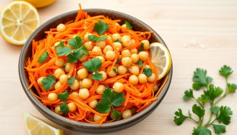 carrot and chickpea salad with parsley lemon