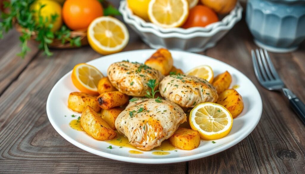 greek lemon chicken and potatoes