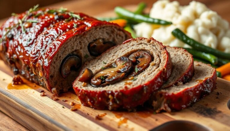 stuffed meatloaf with onion and mushroom