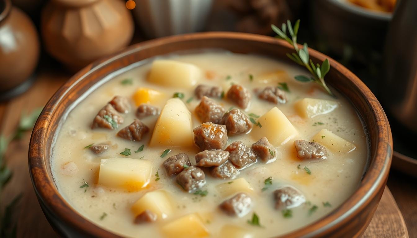 creamy potato and hamburger soup